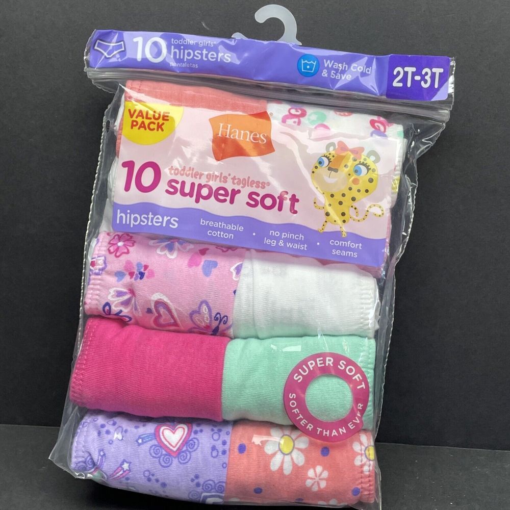 New Toddler Girl Cotton Tagless Hipsters 2T-3T 10Pack Solid flower butterfly - Picture 3 of 5